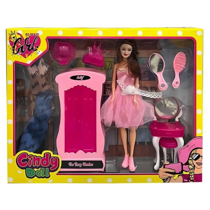 BFS   Oydaş Cindy Doll Dolaplı Makyaj Masalı Bebek 02453