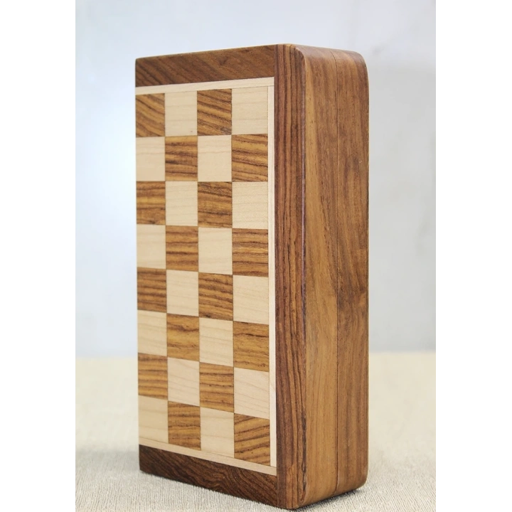 BFS Özel Vernikli Mıknatıs Taşlı Ahşap Katlanabilir Kutulu Satranç Oyunu 12.5 Cm G220