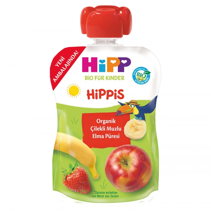 BFS    p Organik Çilekli Muzlu Elmalı Meyve Püresi 100 Gr