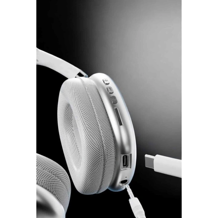 BFS P9 Air Max Kablosuz 5.0 Mikrofonlu Bluetooth Kulaklık Beyaz Yüksek Ses Kaliteli