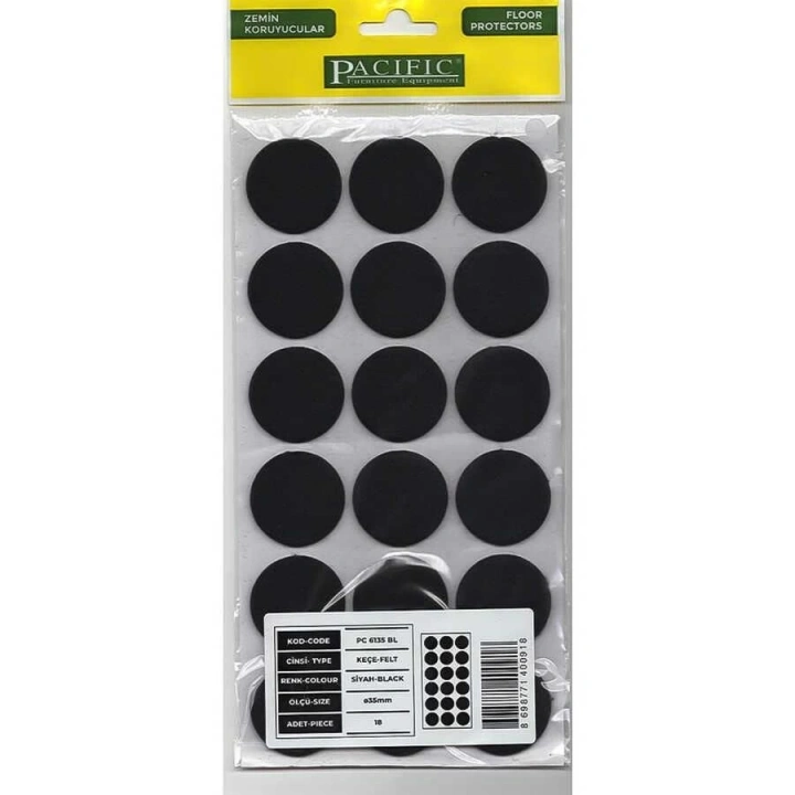 BFS Pacific 6135 BL Yapışkanlı Keçe 35 mm Siyah