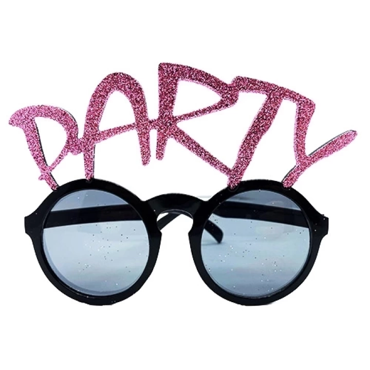 BFS Party Yazılı Simli Pembe Renk Parti Gözlüğü 15x7 Cm