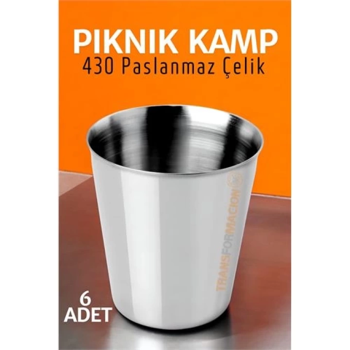 BFS Paslanmaz Çelik Bardak Seti Kamp Piknik Bardağı 6 adet