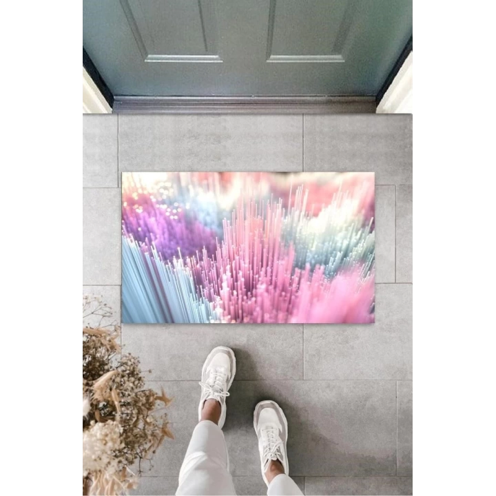 BFS Pembe Kapı Önü Paspası Çoklu Çubuklar Desen  K-3206