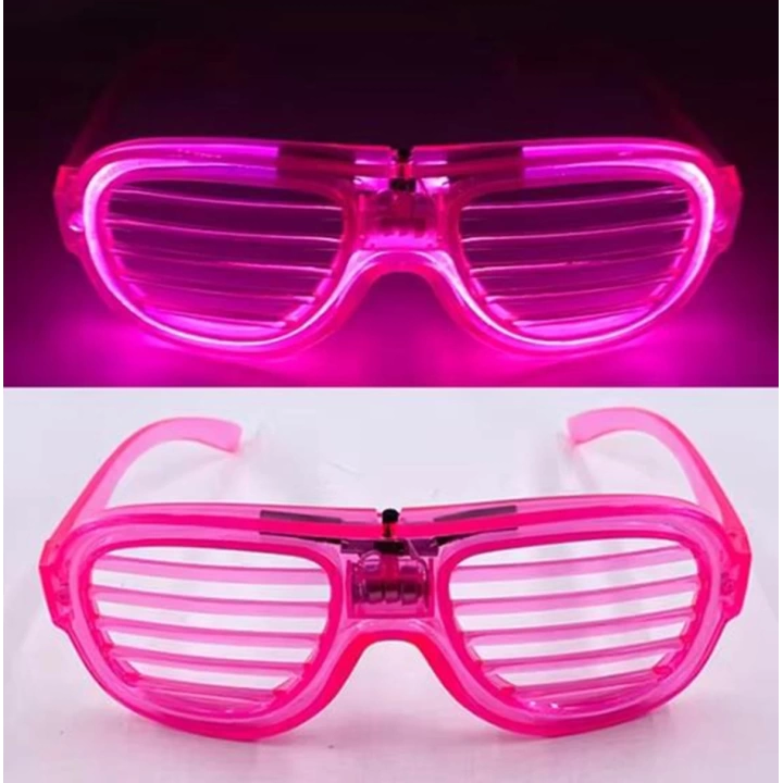 BFS Pembe Led Işıklı Parti Gözlüğü - Neon Glow Şerit Gözlük 3 Modlu