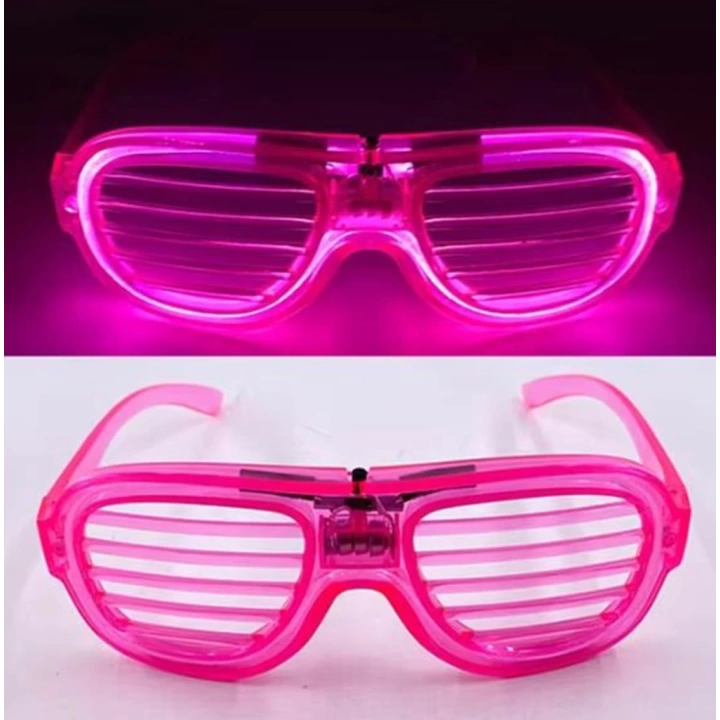 BFS  Pembe Led Işıklı Parti Gözlüğü - Neon Glow Şerit Gözlük 3 Modlu