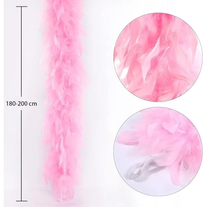 BFS Pembe Renk Kabarık Kalın Otriş Boa Tüy 6 Cm Genişlik 180-200 Cm Uzunluk