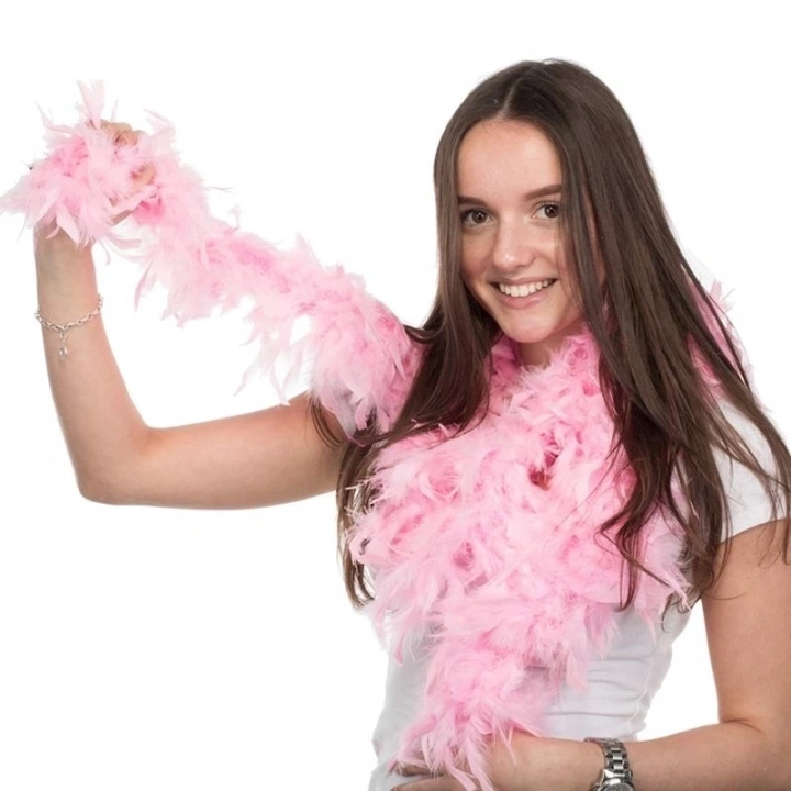 BFS Pembe Renk Kabarık Kalın Otriş Boa Tüy 6 Cm Genişlik 180-200 Cm Uzunluk