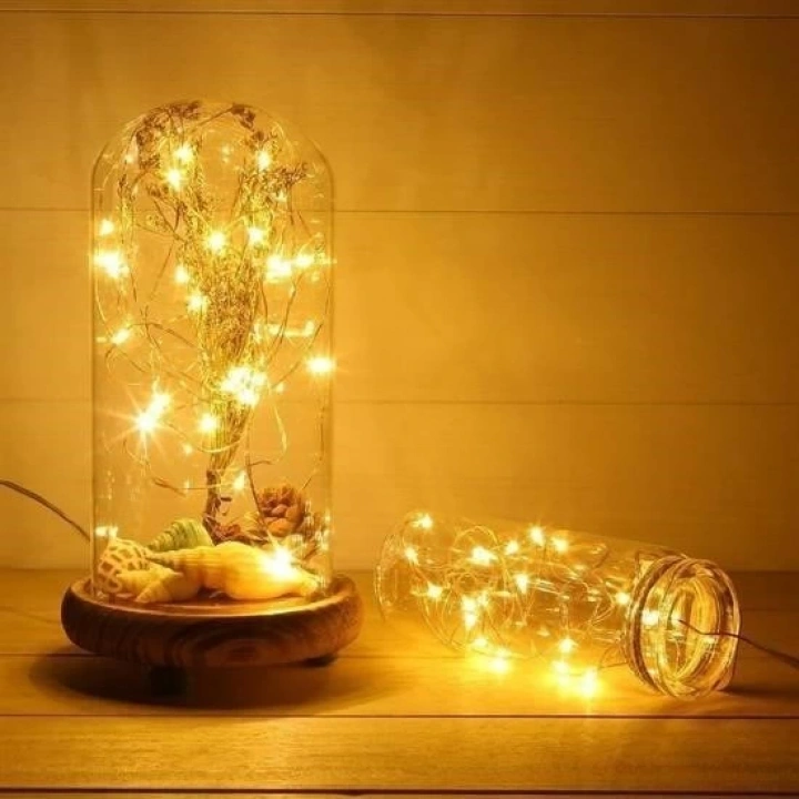 BFS  Peri Led Işık 5 Metre (Sarı) Pilli Aydınlatma Şerit Saçak Spot Süsleme