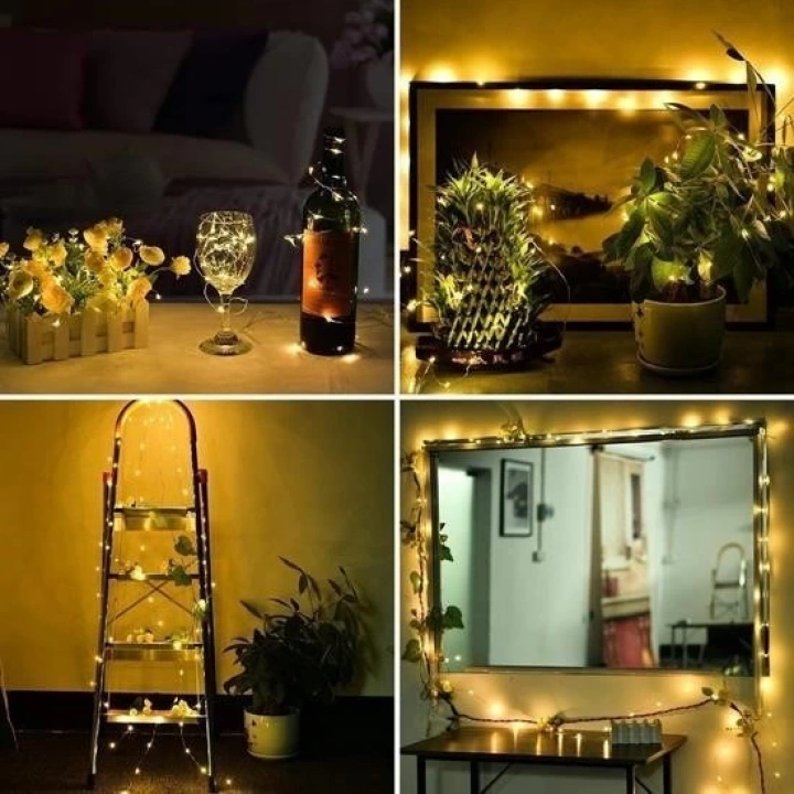 BFS  Peri Led Işık 5 Metre (Sarı) Pilli Aydınlatma Şerit Saçak Spot Süsleme