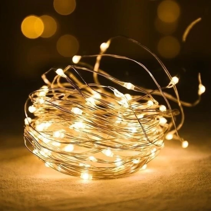 BFS  Peri Led Işık 5 Metre (Sarı) Pilli Aydınlatma Şerit Saçak Spot Süsleme