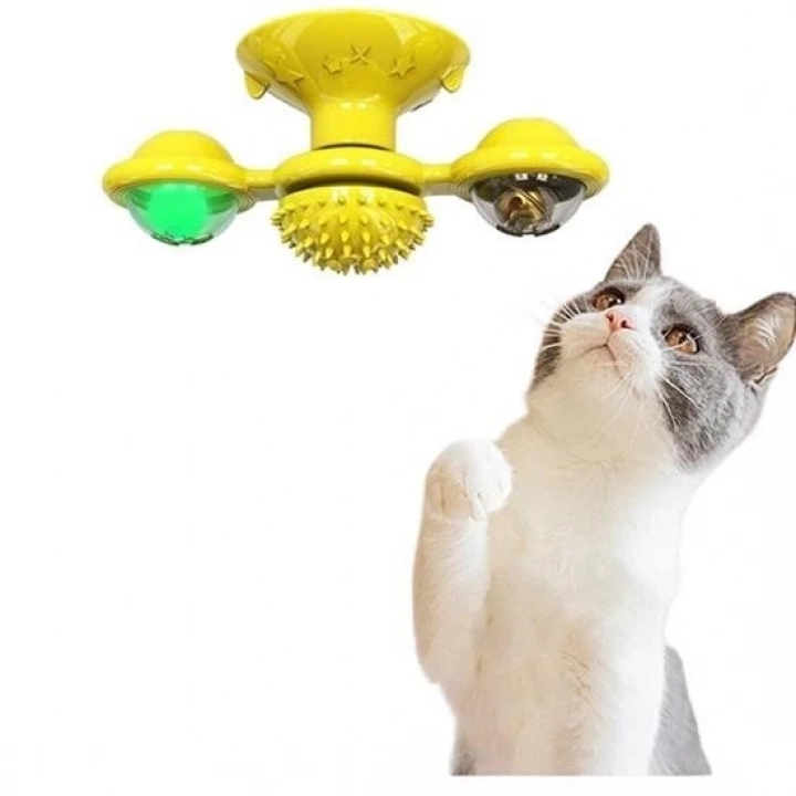 BFS  Pet Malzemeleri Vantuzlu Fırıldak Toplu Dönen Şeffaf Depo Tasarım İnteraktif Kedi Oyuncağı