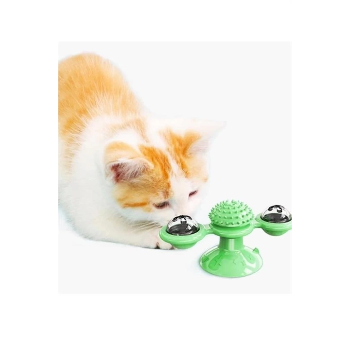 BFS  Pet Malzemeleri Vantuzlu Fırıldak Toplu Dönen Şeffaf Depo Tasarım İnteraktif Kedi Oyuncağı