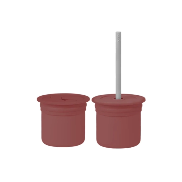 BFS     Pipetli Silikon Bardak Seti Velvet Rose / Powder Grey