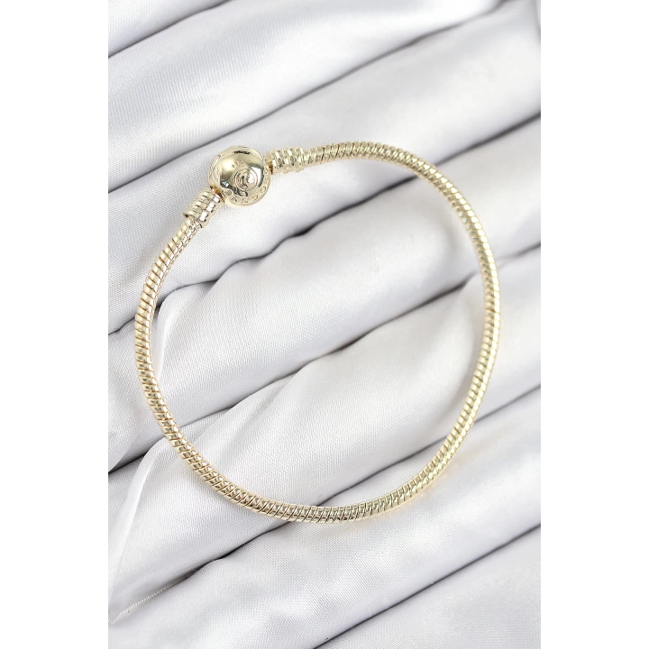 BFS Pirinç Charm Topcuk Model Gold Renk Kadın Bileklik