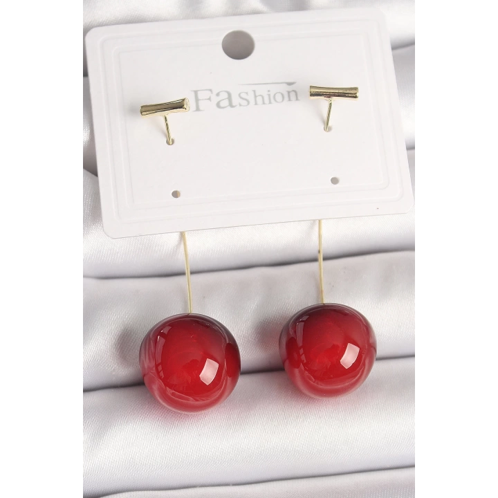 BFS Pirinç Gold Renk Çivi Kiraz Model Kadın Küpe