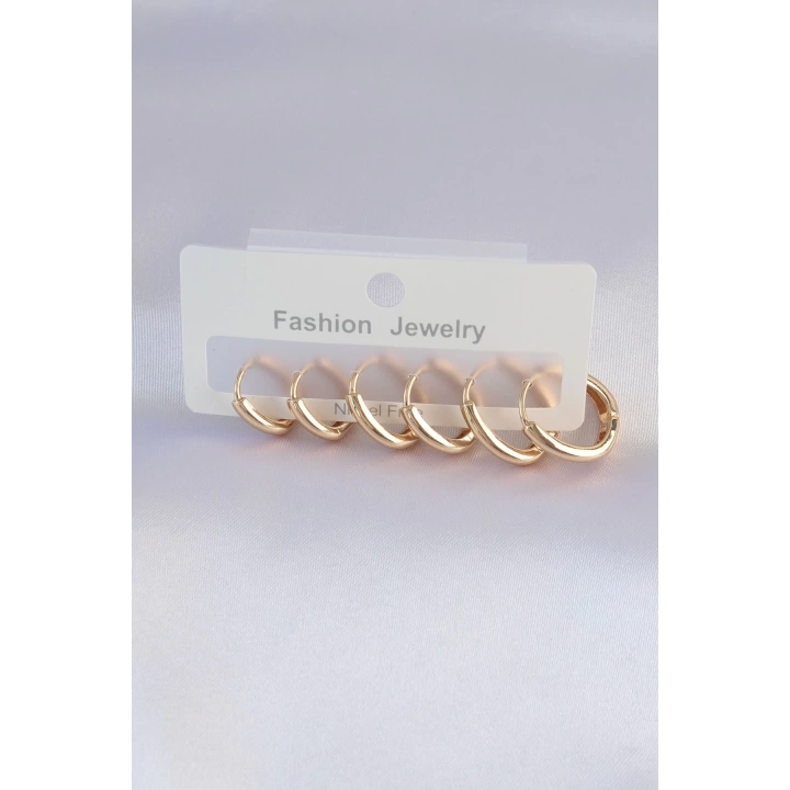 BFS Pirinç Gold Renk Oval Küpe Seti