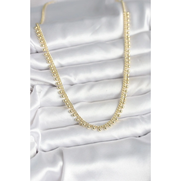 BFS Pirinç Gold Renk Sıralı Topçuk Model Kadın Kolye