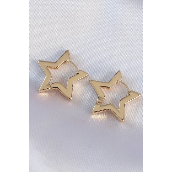 BFS Pirinç Gold Renk Yıldız Küpe