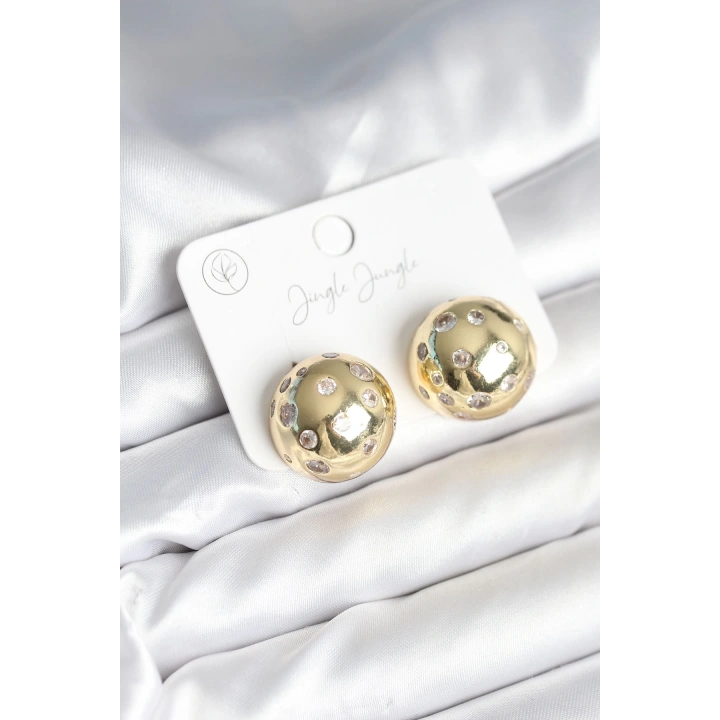 BFS Pirinç Gold Renk Zirkon Taşlı Kadın Küpe