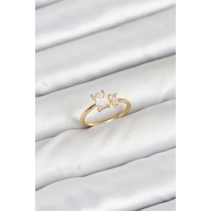 BFS Pirinç Gold Renk Zirkon Taşlı Kadın Yüzük