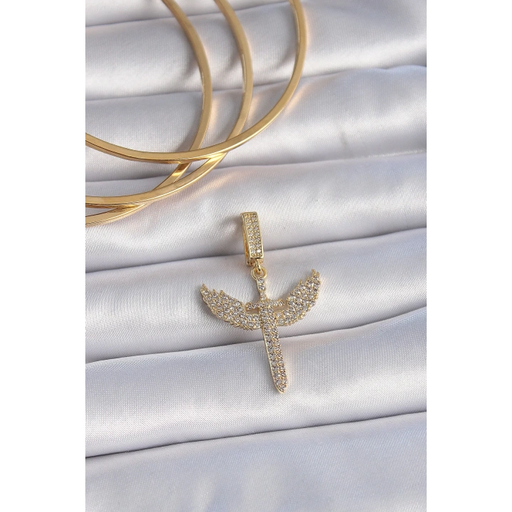 BFS Pirinç Gold Renk Zirkon Taşlı Mikail Model Ajda Charm