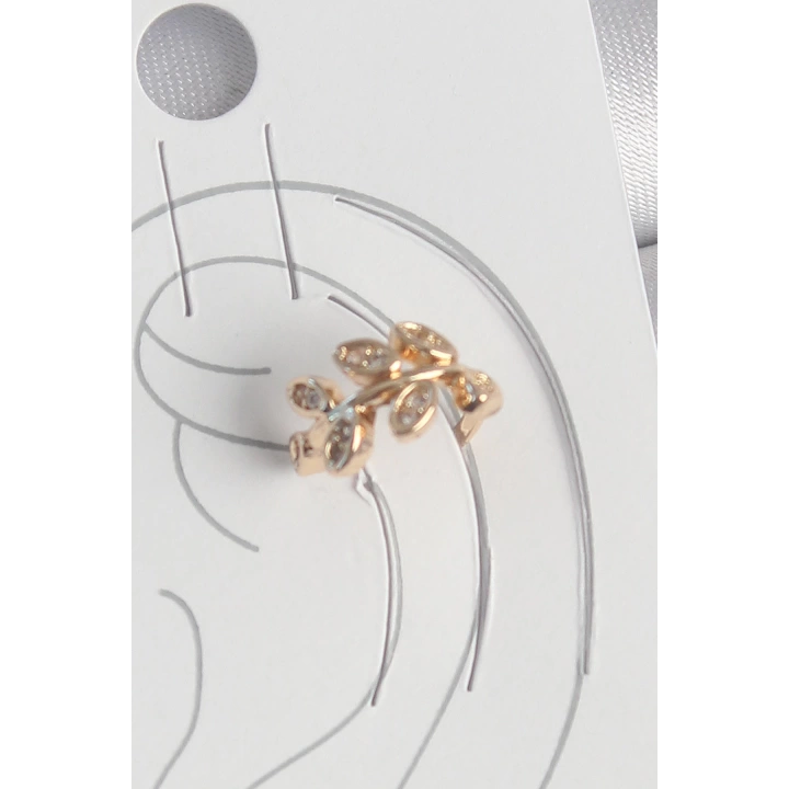 BFS Pirinç Gold Renk Zirkon Taşlı Yaprak Model Kadın Kıkırdak Küpe