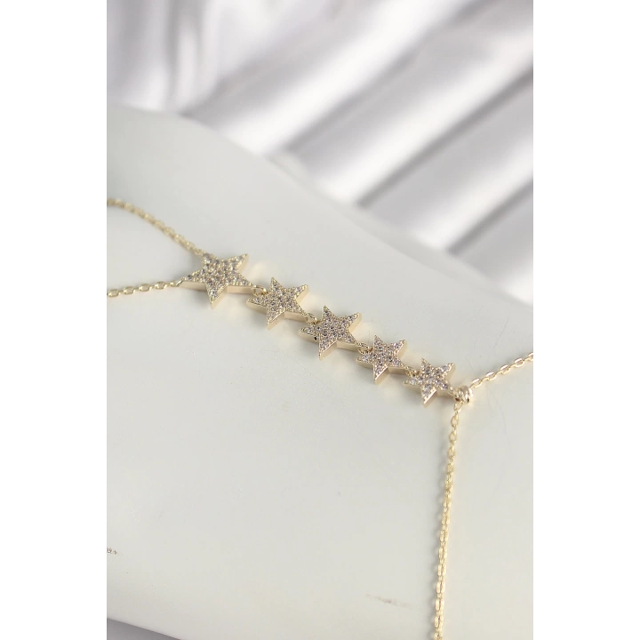 BFS Pirinç Gold Renk Zirkon Taşlı Yıldız Model Kadın Şahmeran
