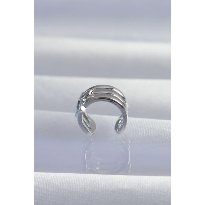 BFS Pirinç Gümüş Renk Yonca Earcuff Küpe