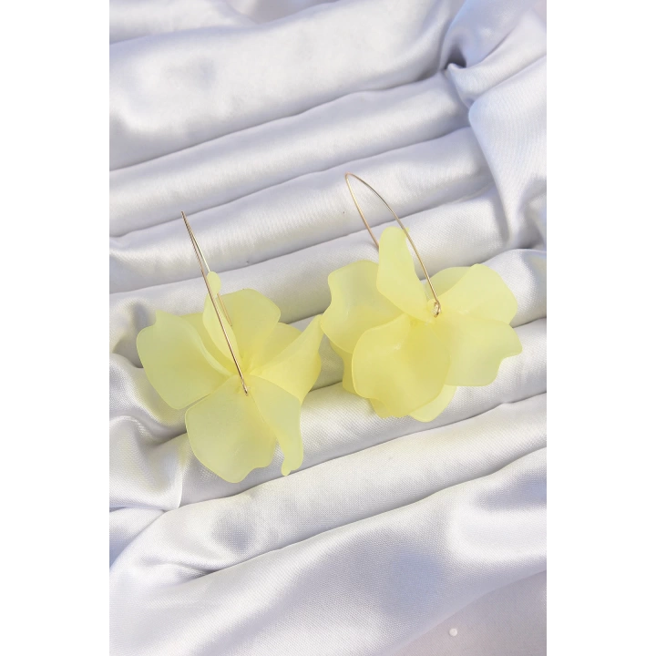 BFS Pirinç Sarı Renkli Flora Küpe