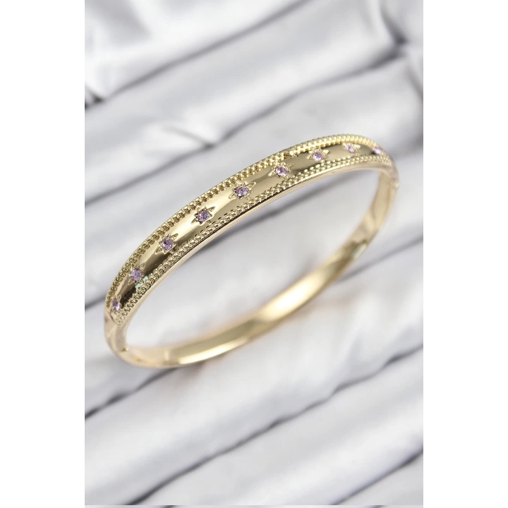 BFS Pirinç Zirkon Taşlı Kutup Yıldızı Model Gold Renk Kadın Kelepçe