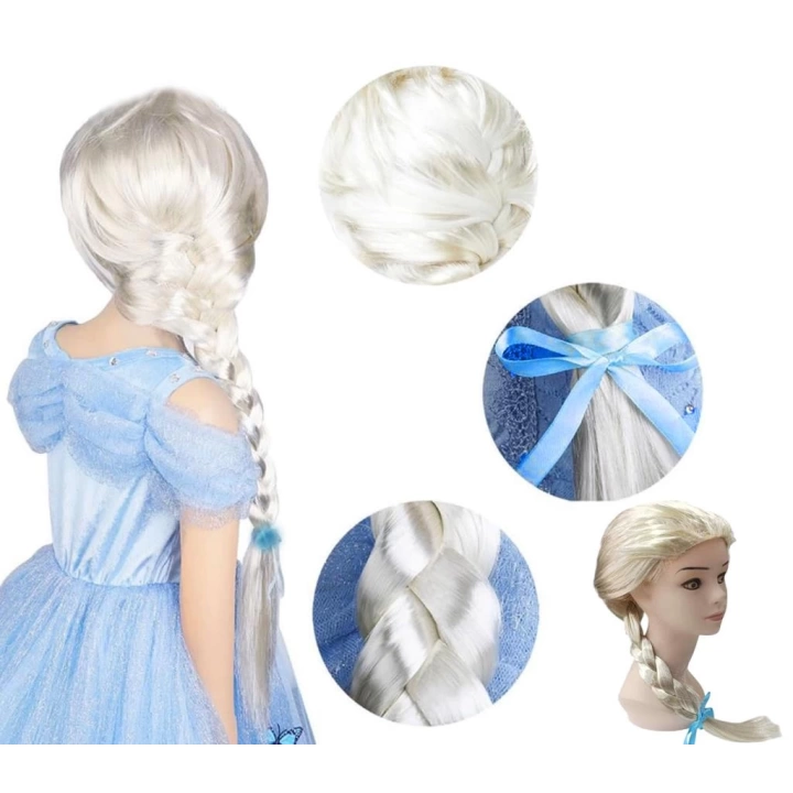 BFS   Platin Altın Dore Renk Karlar Ülkesi Elsa Frozen Peruğu Çocuk Boy