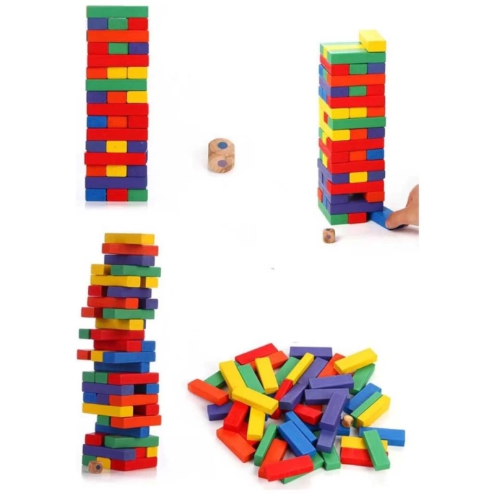 BFS   Playwood Renkli Ahşap Denge Oyunu 54 Parça