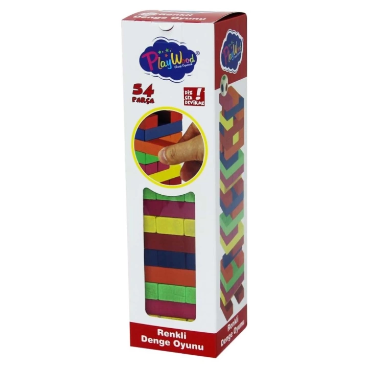 BFS   Playwood Renkli Ahşap Denge Oyunu 54 Parça