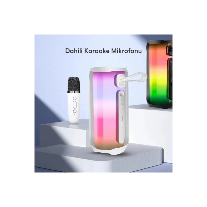 BFS Pluse 5 Mikrofonlu RGB Kablosuz Hoparlör - Beyaz