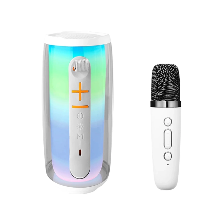 BFS Pluse 6 Mikrofonlu RGB Kablosuz Hoparlör - Beyaz