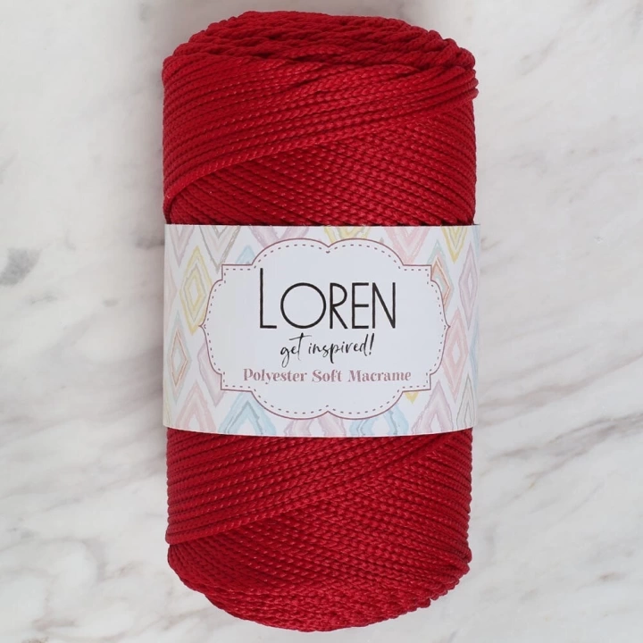 BFS  Polyester Soft Macrame Koyu Kırmızı El Örgü İpi - LM020 - 34433