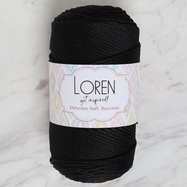 BFS  Polyester Soft Macrame Siyah El Örgü İpi - LM040 - 34445