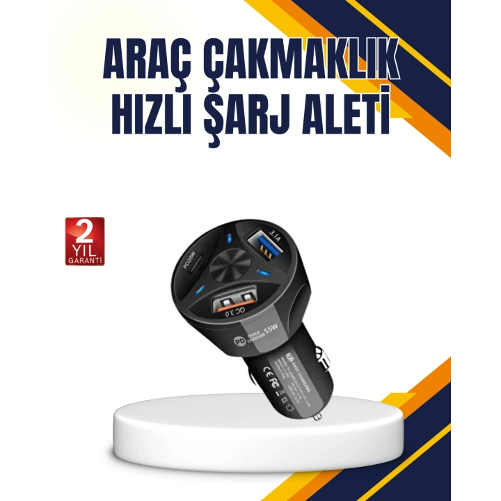 BFS Polygold Quick Charger 55W Araç Şarj Cihazı PD USB C Destekli