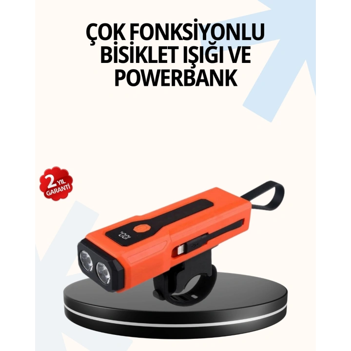 BFS Powerbank Özellikli Bisiklet Işığı Dijital Göstergeli Led