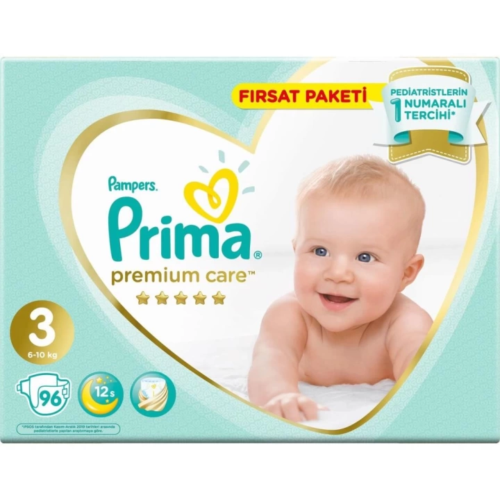 BFS   Prima Premium Care Bebek Bezi Fırsat Paketi 3 Beden 96 Adet