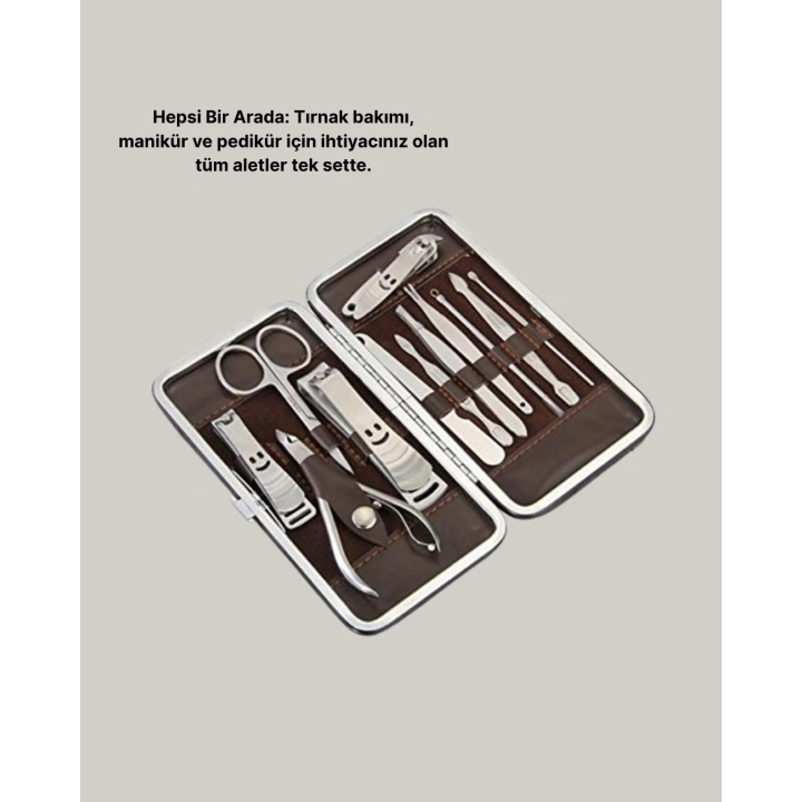 BFS Profesyonel Tırnak Bakım Seti Çelik Aletli Şık Deri Çantalı
