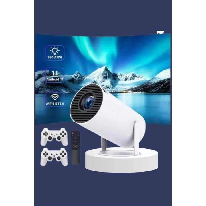 BFS Projeksiyon Cihazı Video Oyun Konsolu Projektör Taşınabilir Ayaklı Çift Kollu 4K Çözünürlüklü