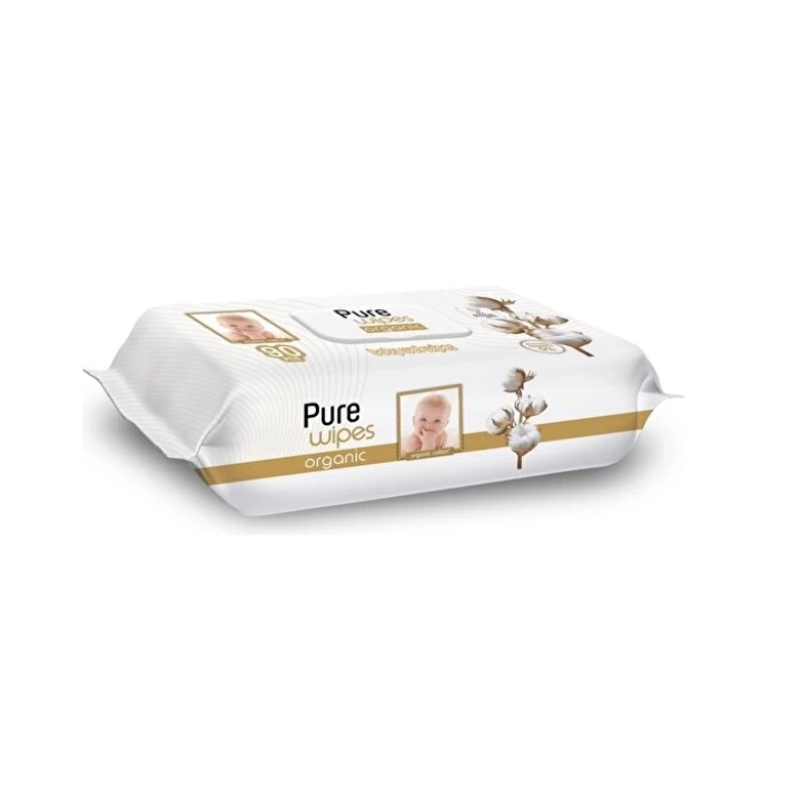 BFS   Pure Baby Organic Pamuk Islak Havlu Mendil 90 Yaprak