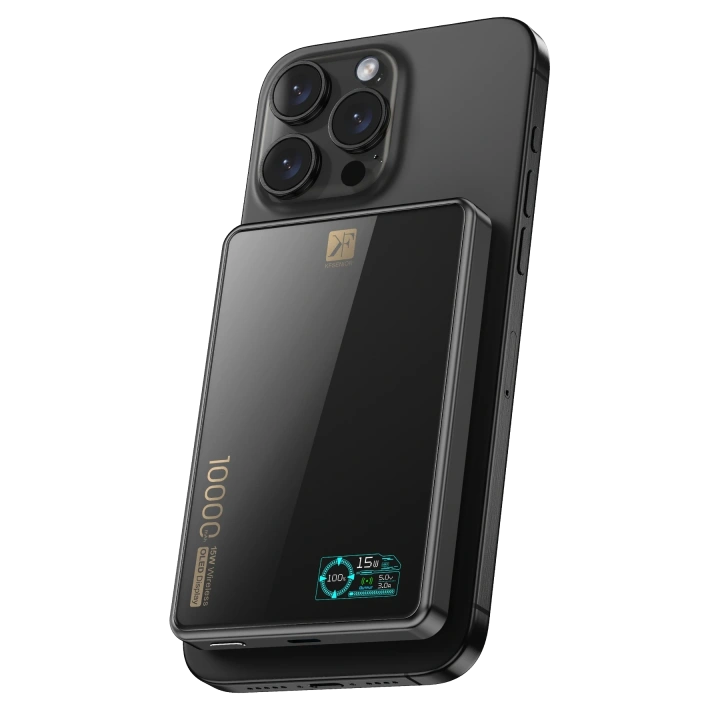 BFS  PW598 10.000 mAh Dijital Göstergeli 20W Type-C ve 15W Kablosuz Şarj PD Hızlı Şarj Magsafe Powerbank - Siyah