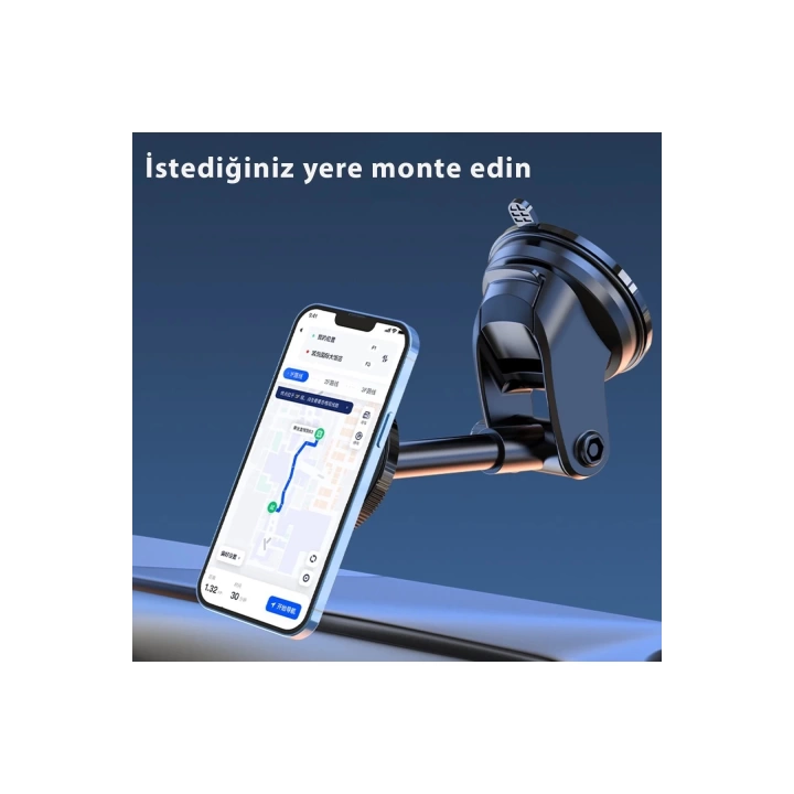 BFS Q33 Ayarlanabilir Yapışkanlı Manyetik Magsafe Araç Tutucu - Siyah