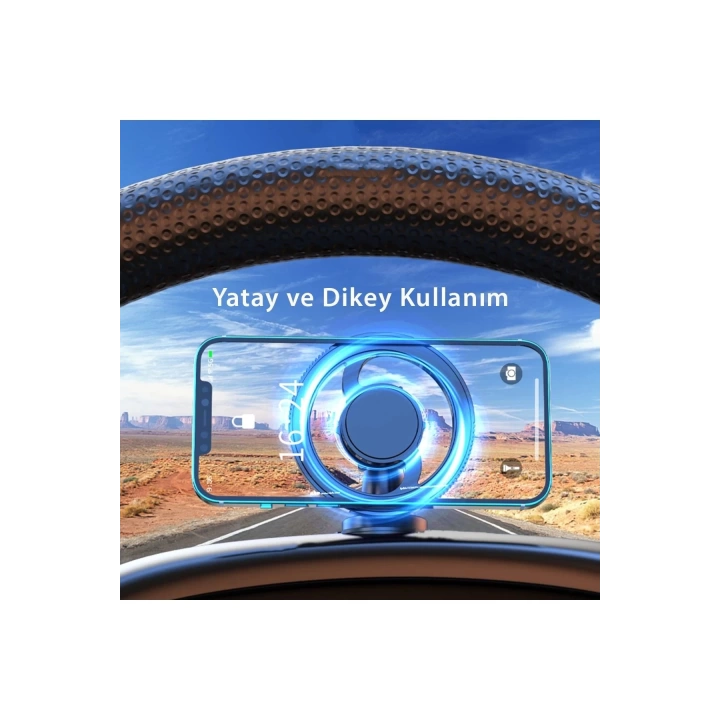 BFS Q38 Ayarlanabilir Yapışkanlı Manyetik Magsafe Araç Tutucu - Siyah