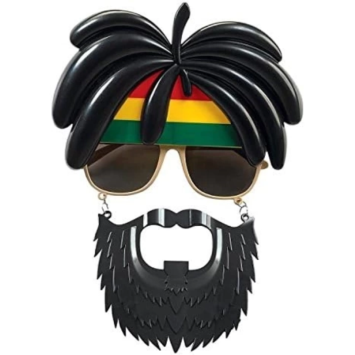 BFS     Rasta Peruklu Rasta Sakallı Bob Marley Bıyıklı Parti Gözlüğü 27x18 cm