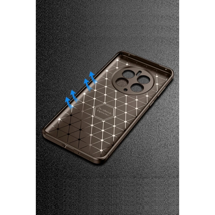 BFS  Realme 12 Pro Plus Kılıf Auto Focus Karbon Kapak - Kahverengi