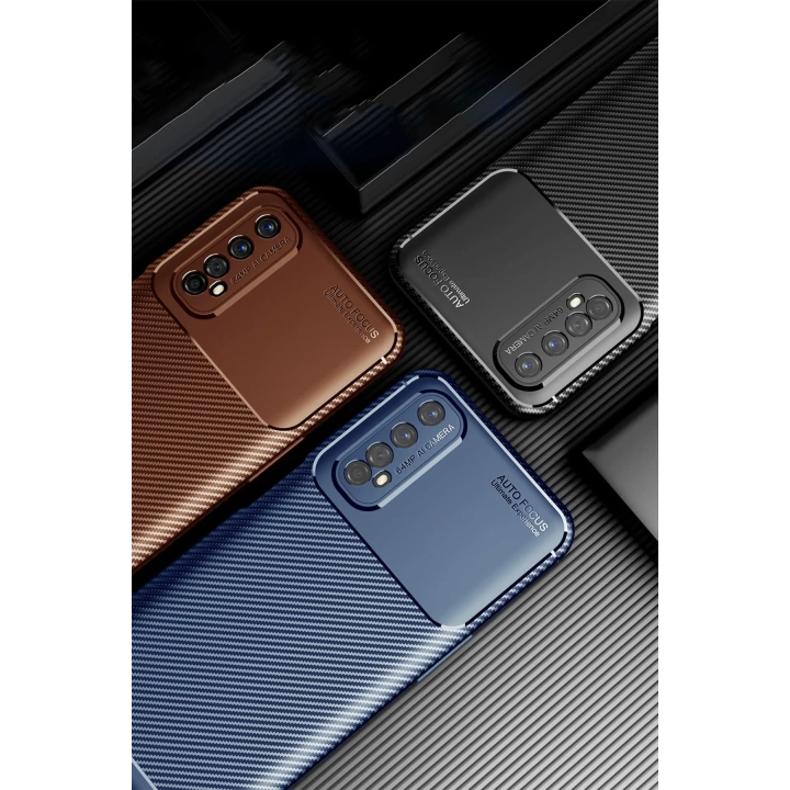 BFS  Realme 7 Kılıf Auto Focus Karbon Kapak - Kahverengi